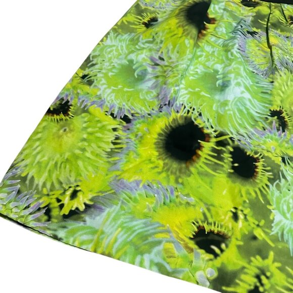 Tibi Athena Neon Green Floral Print Bold Pencil High Waisted Fitted Size 10 - Picture 6 of 11